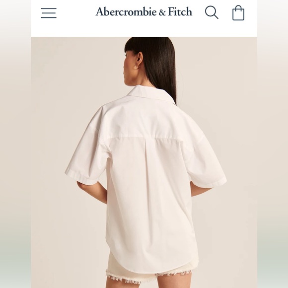 A&F Oversized Short-Sleeve Poplin Button Down - Picture 6 of 7